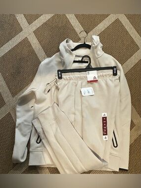 Reebok Slim Fit Light Beige Track Pants and hoodie